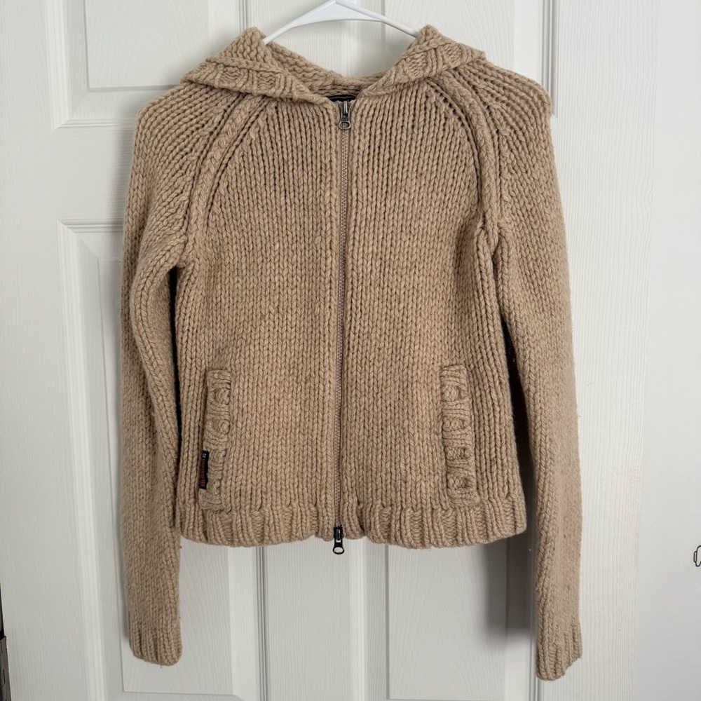 Abercrombie & Fitch Beige Knit Zip Hoodie
